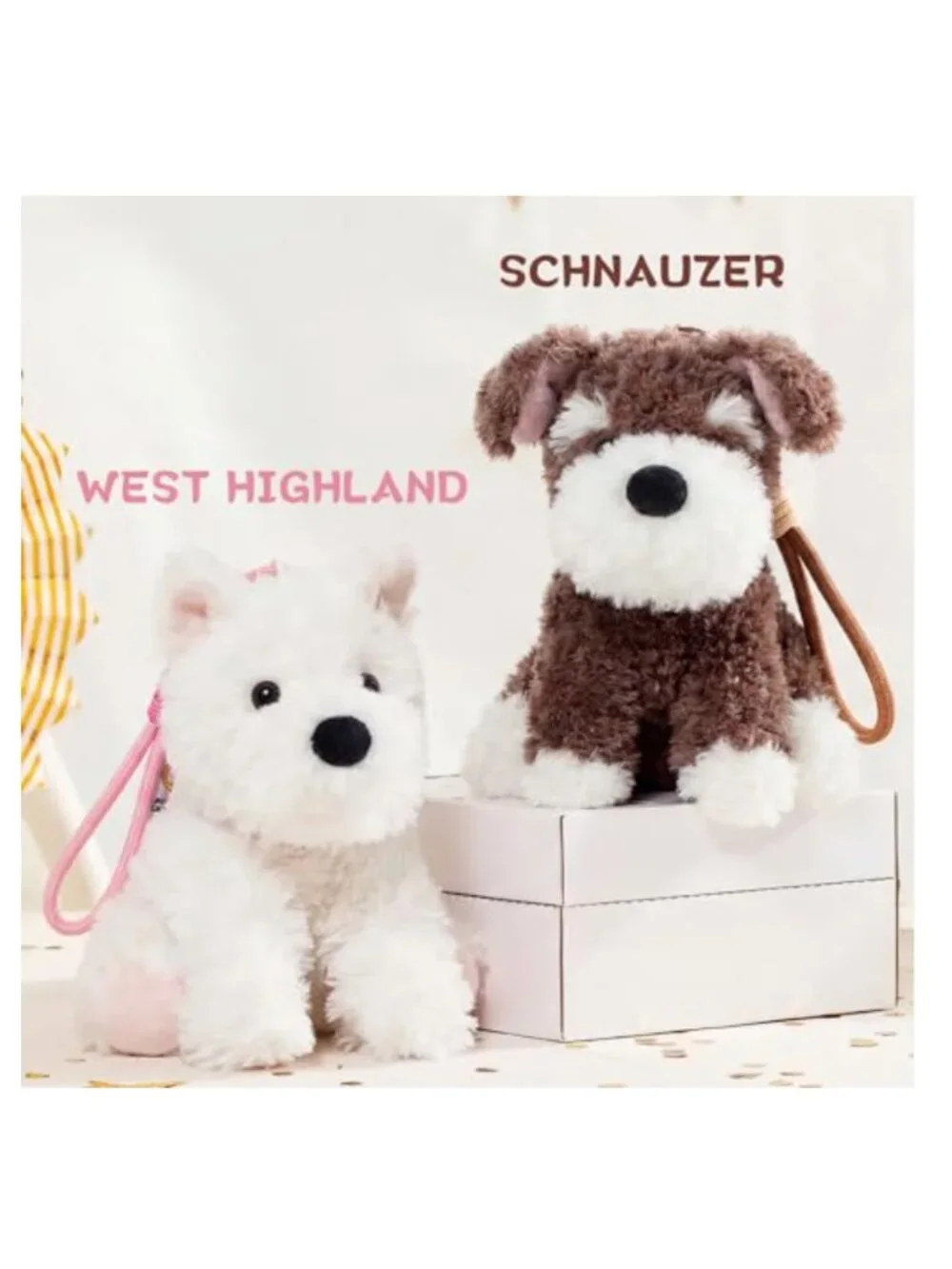 Plush Dog Keychain Kawaii Stuffed Puppy Soft Charm for Bags and Keys Polyester